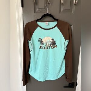 Burton Aqua and Brown Graphic Long Sleeve Shirt